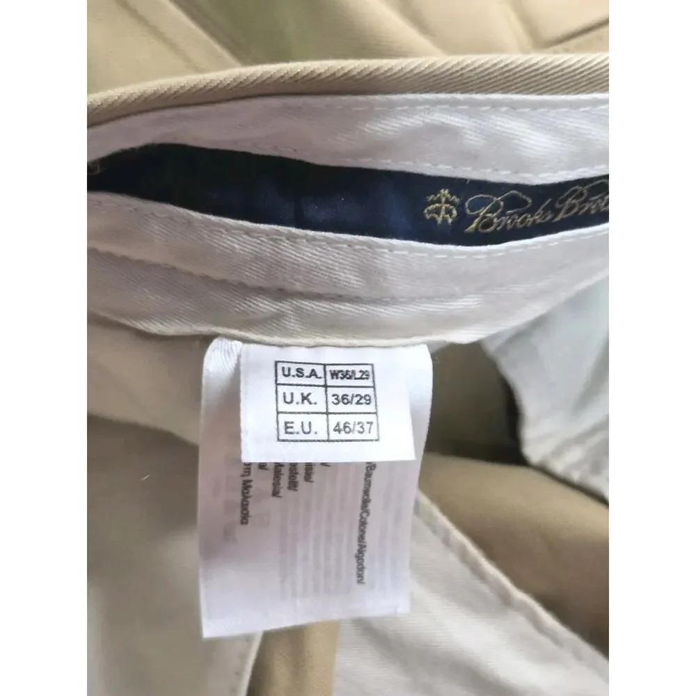 Brooks Brothers Advantage Chino Elliot Men's Sz 36x29 Pleated Khaki Pants Tan